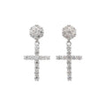 Moissanite Diamond Studded Cross Earring in Sterling Silver