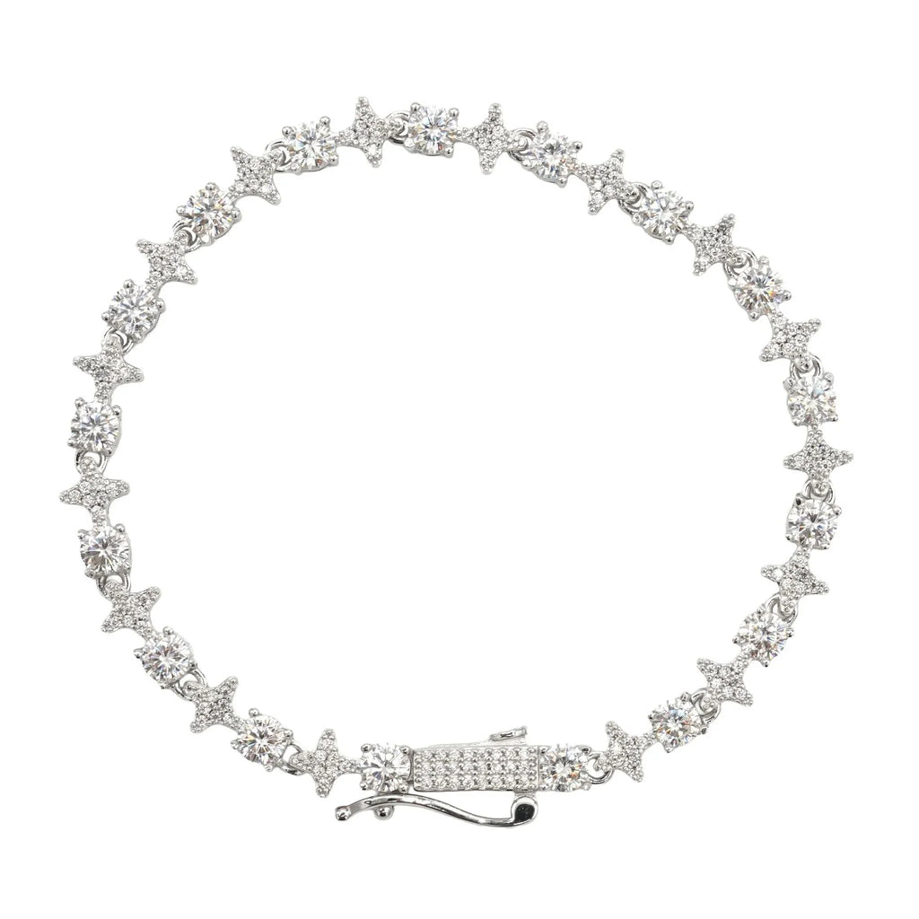 Moissanite Round Stone Star Tennis Bracelet in Sterling Silver - 6mm