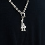 Los Angeles Dodgers Official MLB Micro Logo Clip On Pendant in White Gold