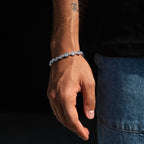 Diamond Square Cut Tennis Chain Bracelet in White Gold