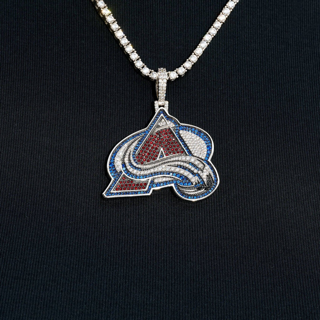 Colorado Avalanche Official NHL Logo Pendant in White Gold