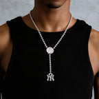 New York Yankees Official MLB Lariat in White Gold