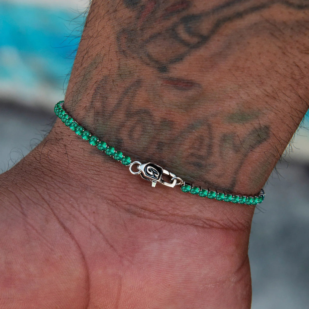 Emerald Micro Tennis Bracelet in White Gold