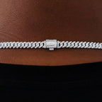 Micro Diamond Prong Cuban Chain in White Gold - 6mm