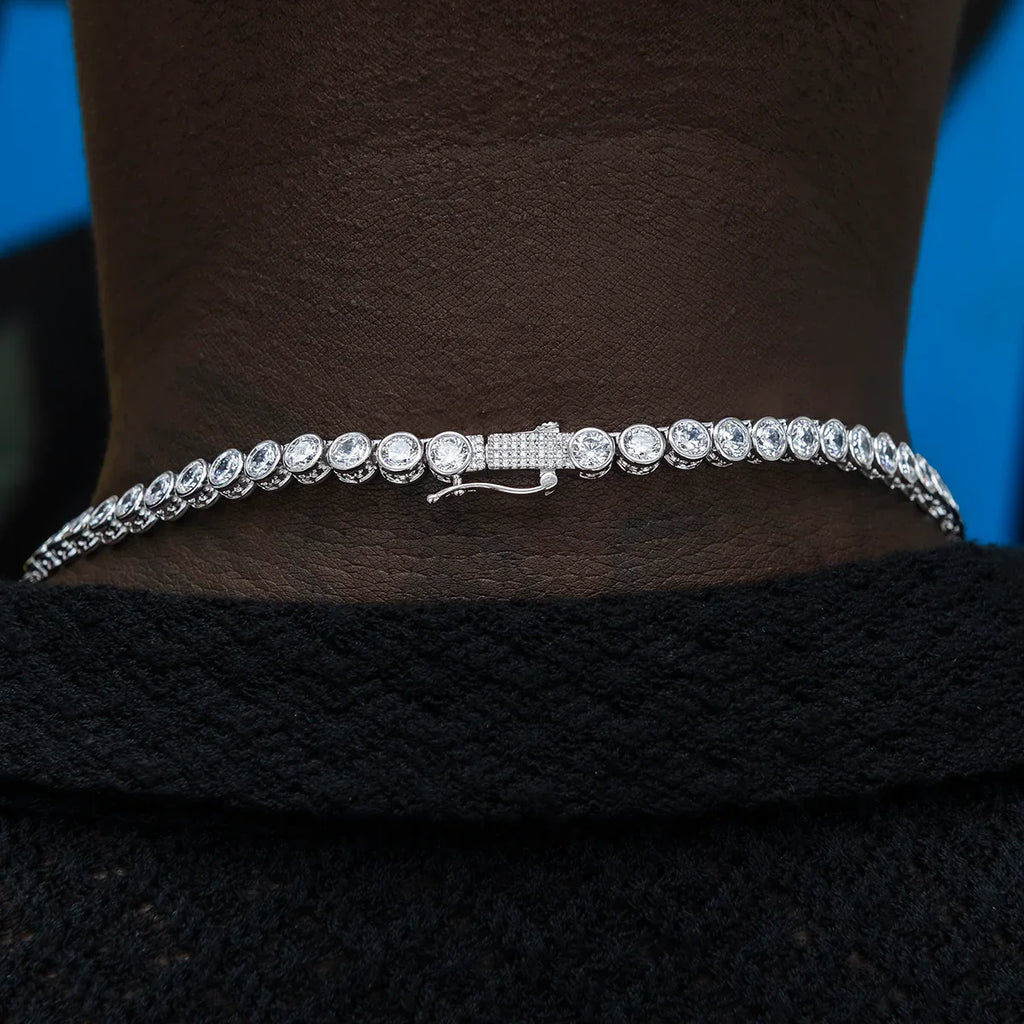 Bezel Tennis Chain in White Gold- 5mm