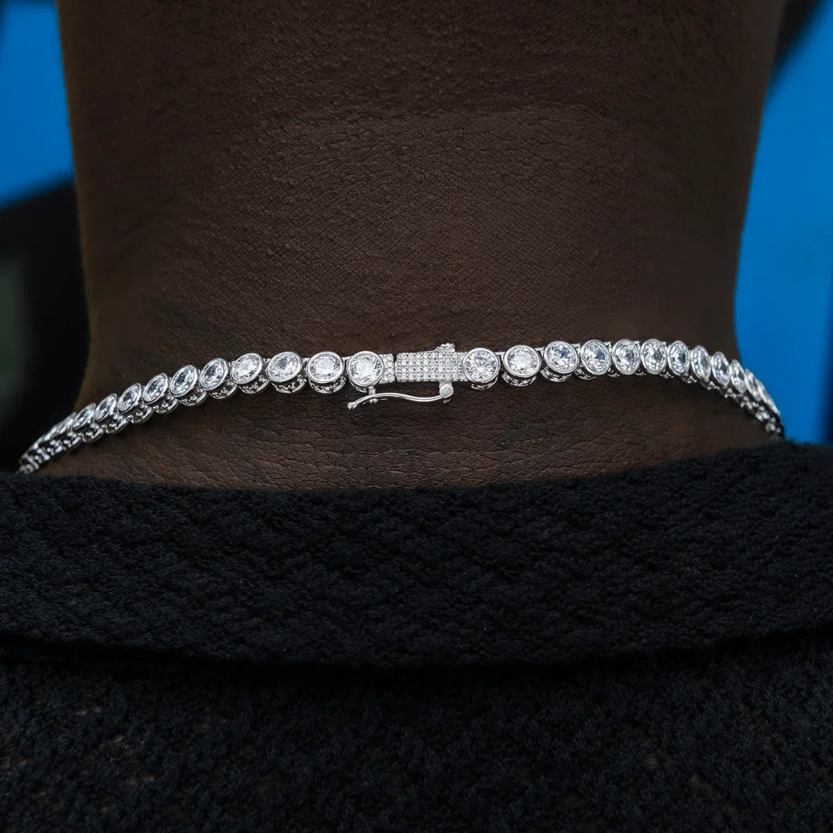 Bezel Tennis Chain in White Gold- 5mm