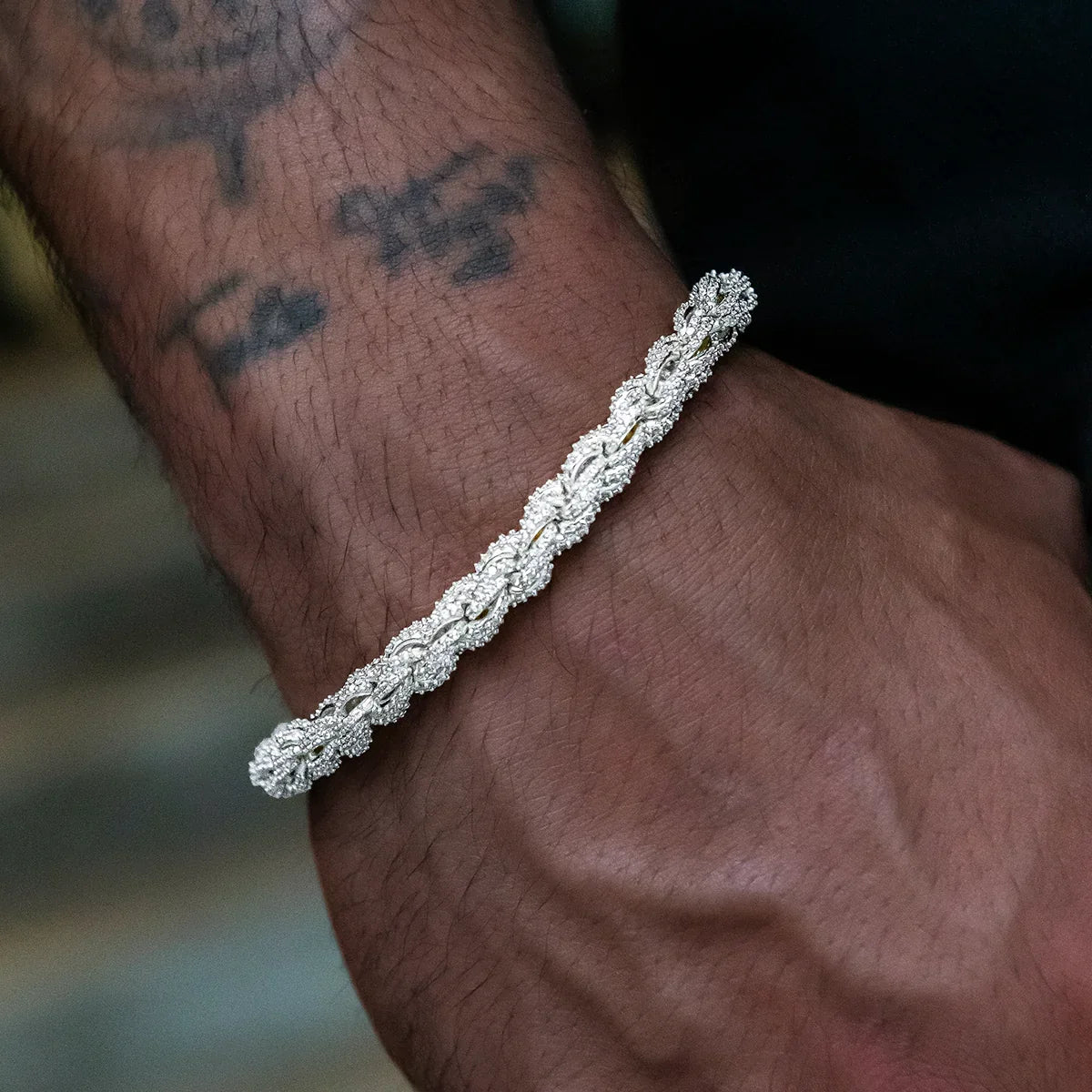 Diamond Rope Chain + Bracelet Bundle in White Gold- 7mm