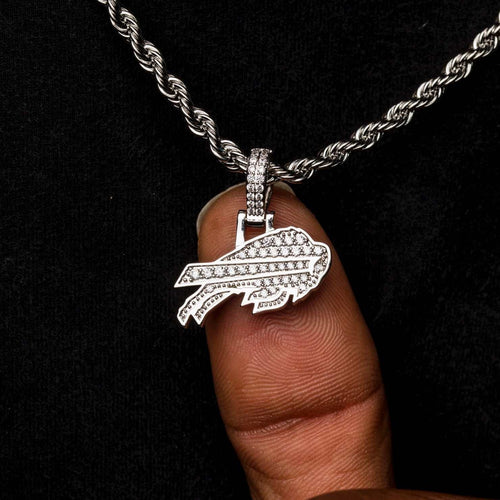 Buffalo Bills Official NFL Micro Logo Pendant - White Gold