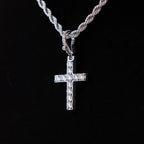 Diamond Cross Clip On Pendant in White Gold