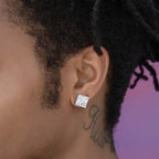 10MM Square Cut Diamond Stud Earring in White Gold