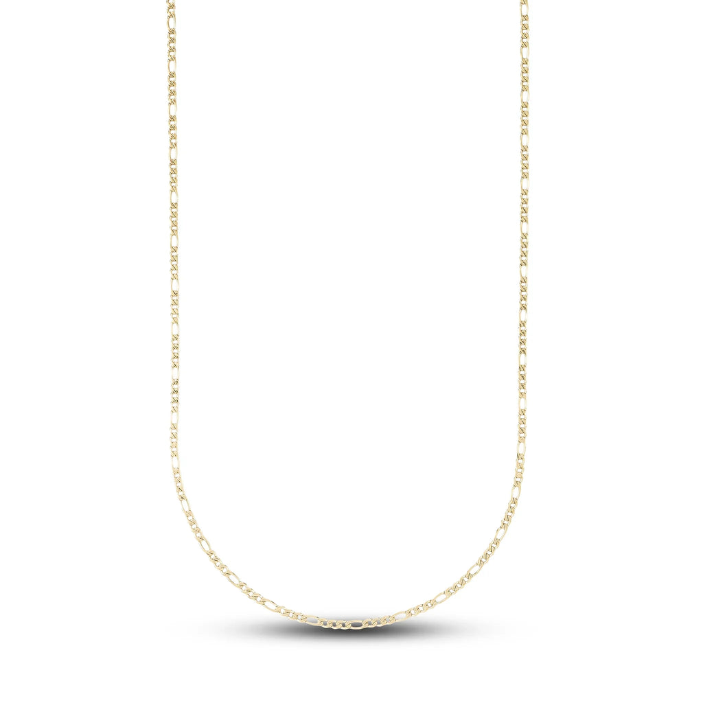 Figaro Chain in Hollow Yellow Gold - 2mm