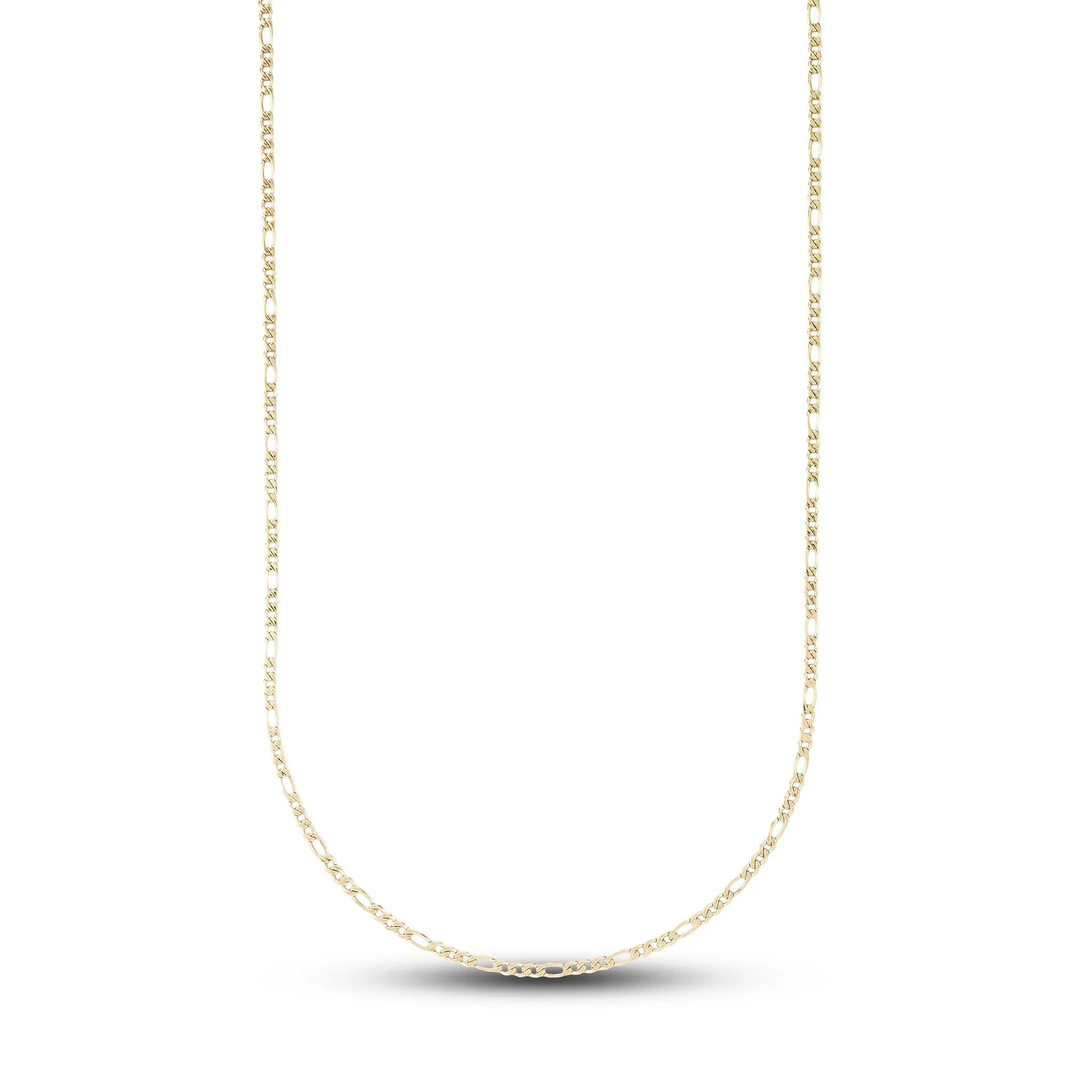 Figaro Chain in Hollow Yellow Gold - 2mm