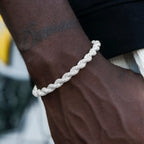 Diamond Rope Cuff Bracelet in White Gold- 6mm