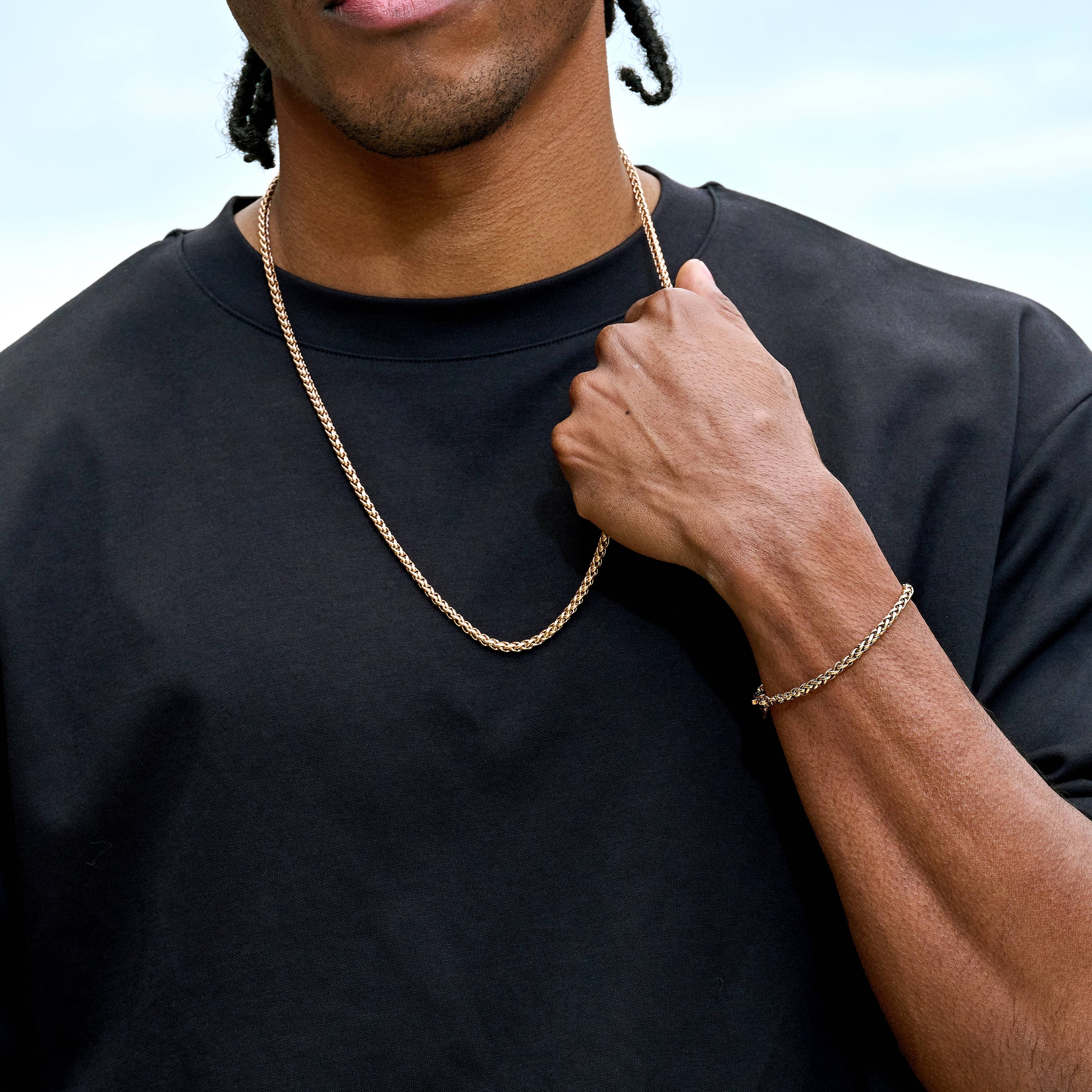 Palm Chain + Bracelet Bundle in Rose Gold - 4MM