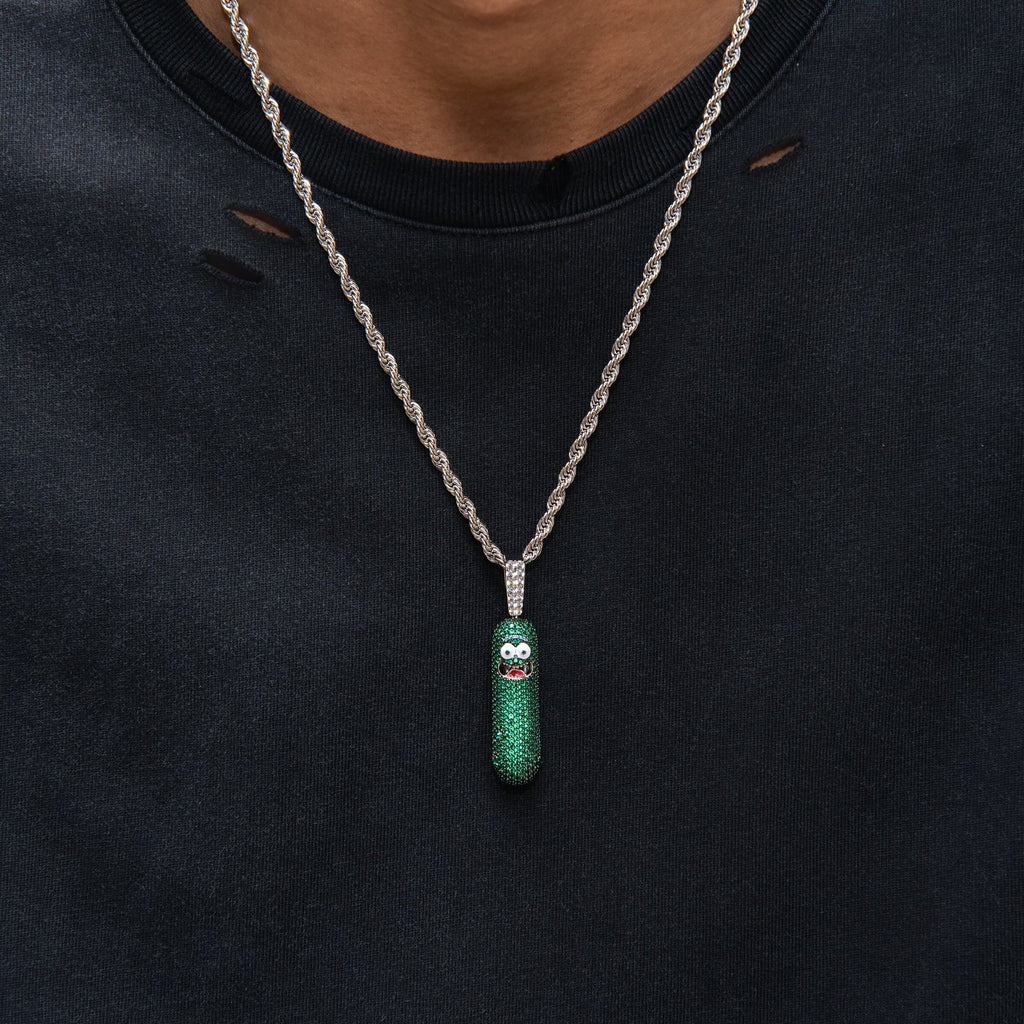 Rick & Morty Pickle Official Warner Bros. Pendant in White Gold