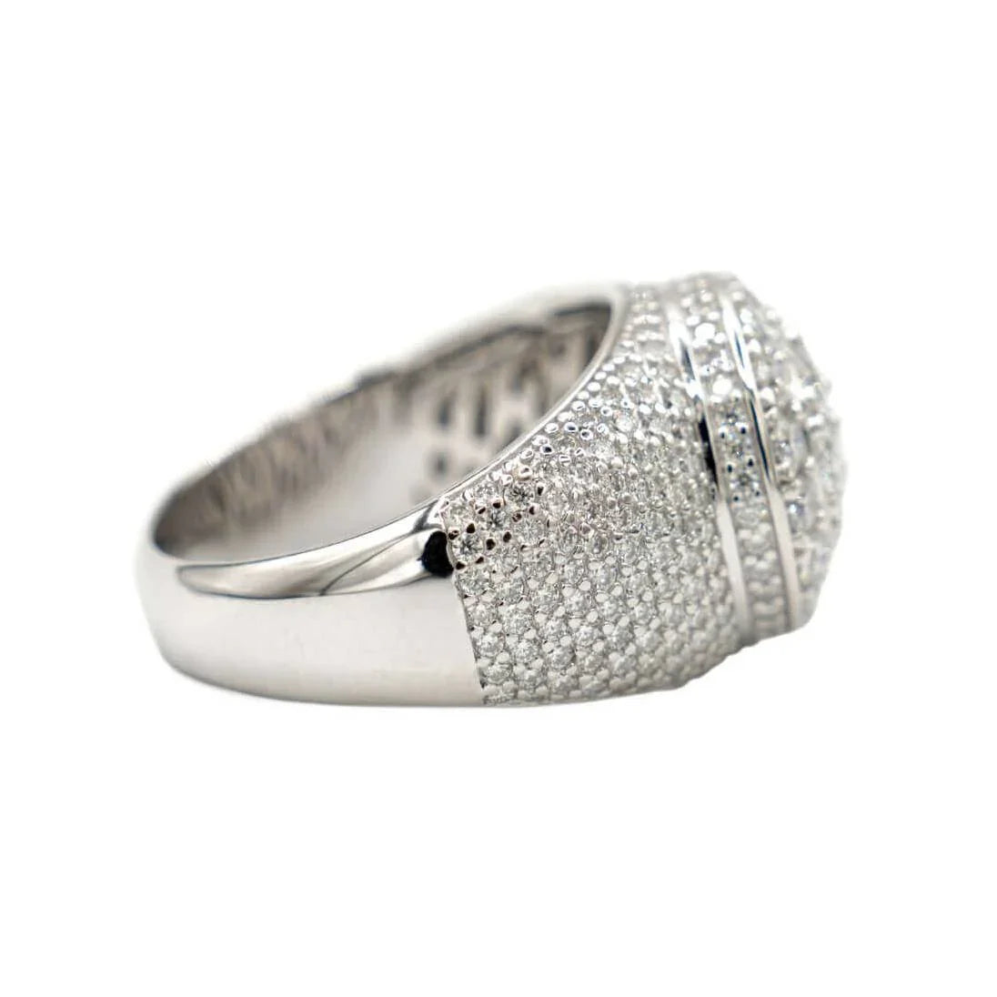 Men's Moissanite Diamond Cluster Ring in White Gold Vermeil