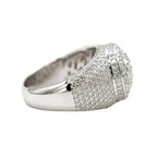 Men's Moissanite Diamond Cluster Ring in White Gold Vermeil