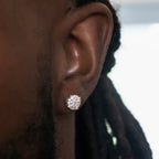 8MM Pave Set Moissanite Stud Earrings in Rose Gold Vermeil