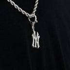 New York Yankees Official MLB Micro Logo Clip On Pendant in White Gold