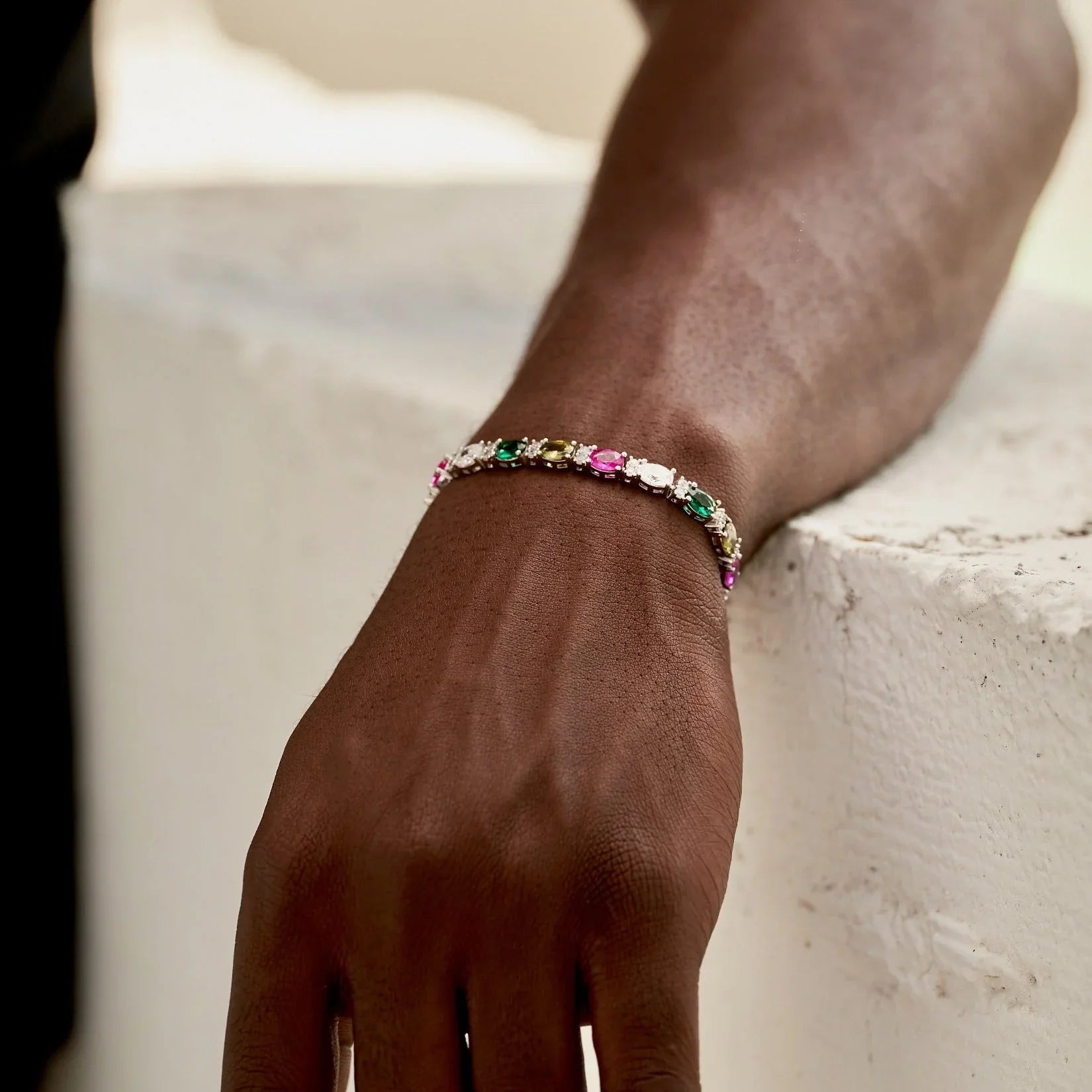 Multicolor Mixed Oval Cut Tennis Bracelet- 5mm