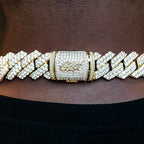 Diamond Prong Cuban Chain in Yellow Gold - 19mm