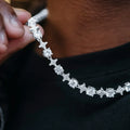 Round Stone Star Tennis Chain in White Gold - 8mm