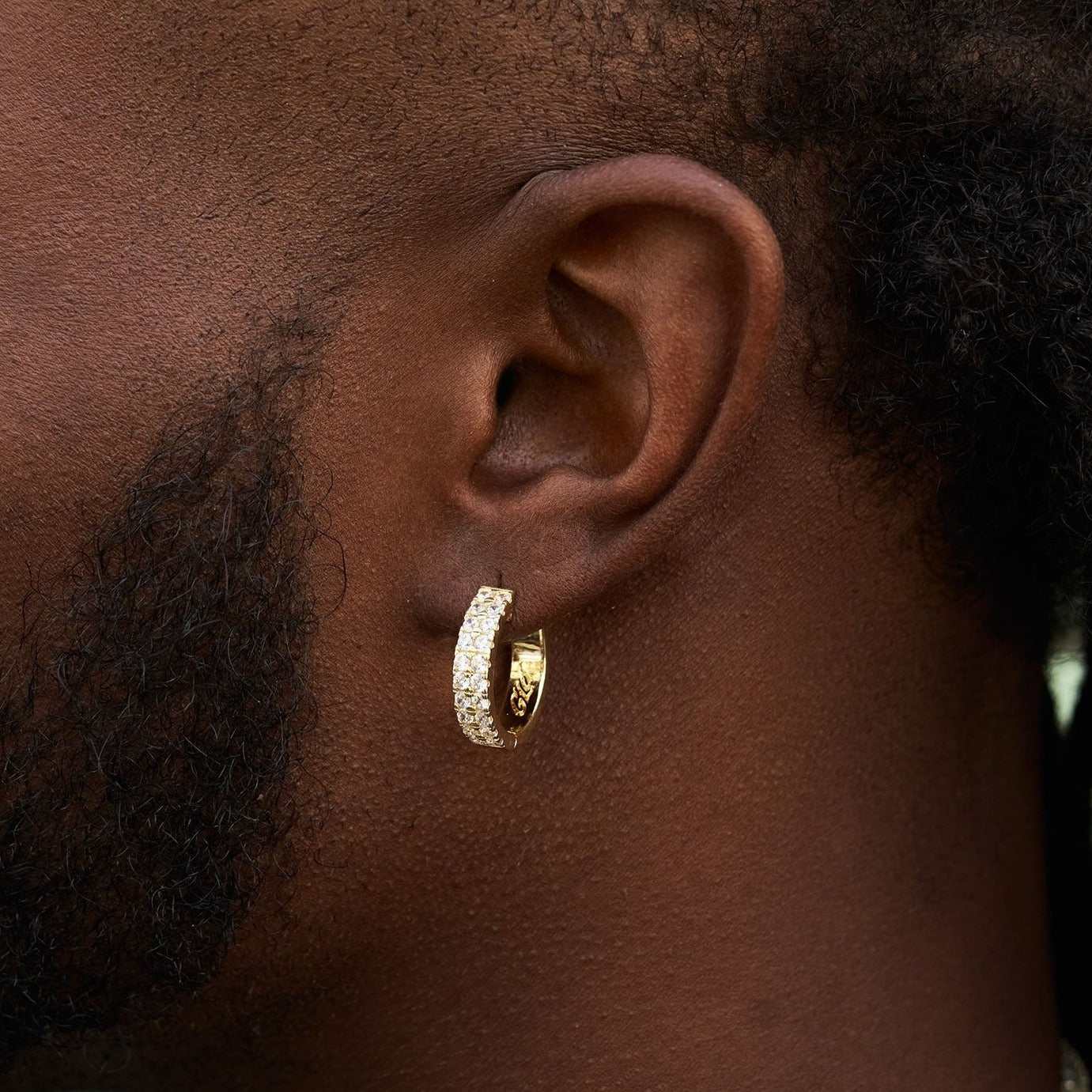 Double Row Hoop Earrings in Yellow Gold