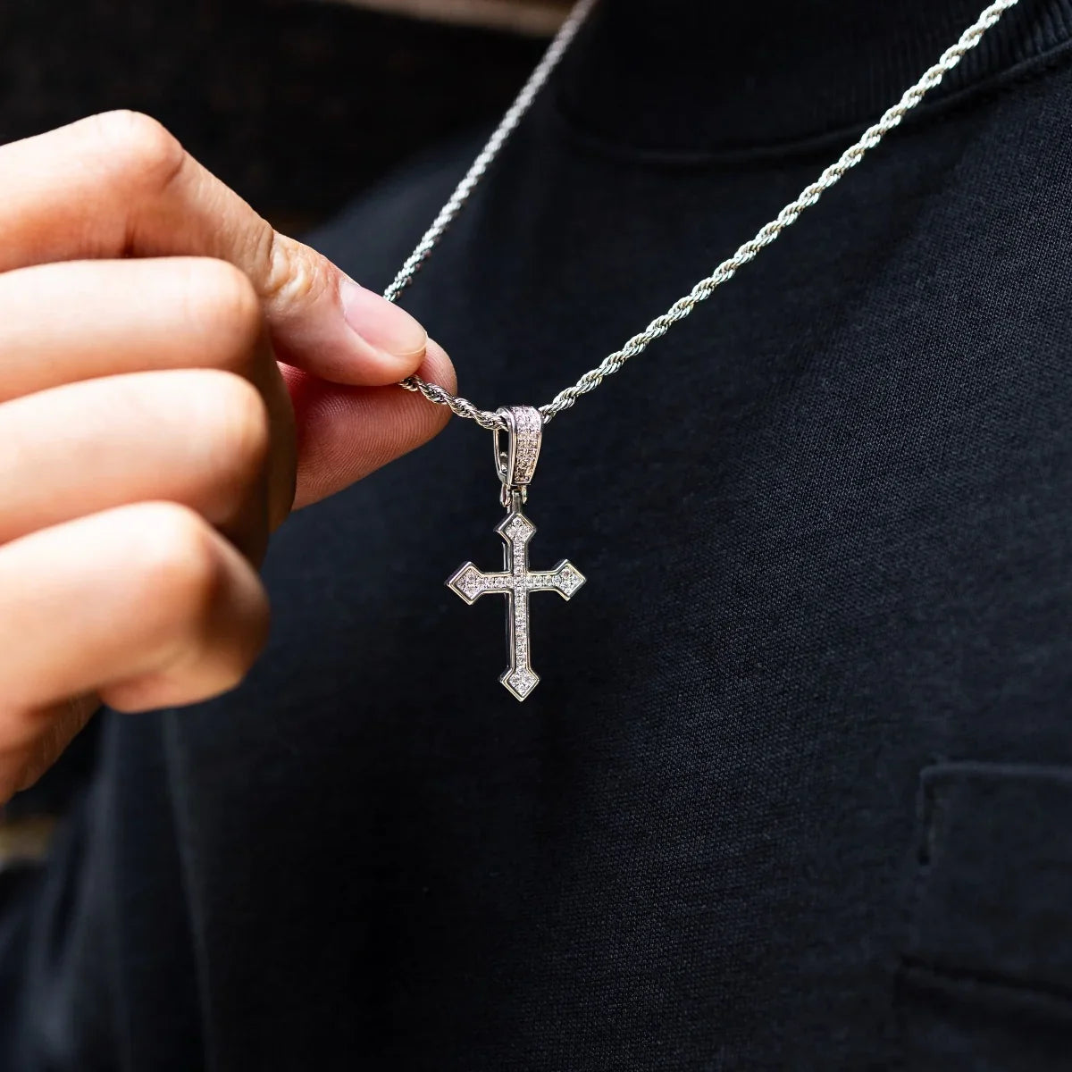 Iced Celtic Cross in White Gold