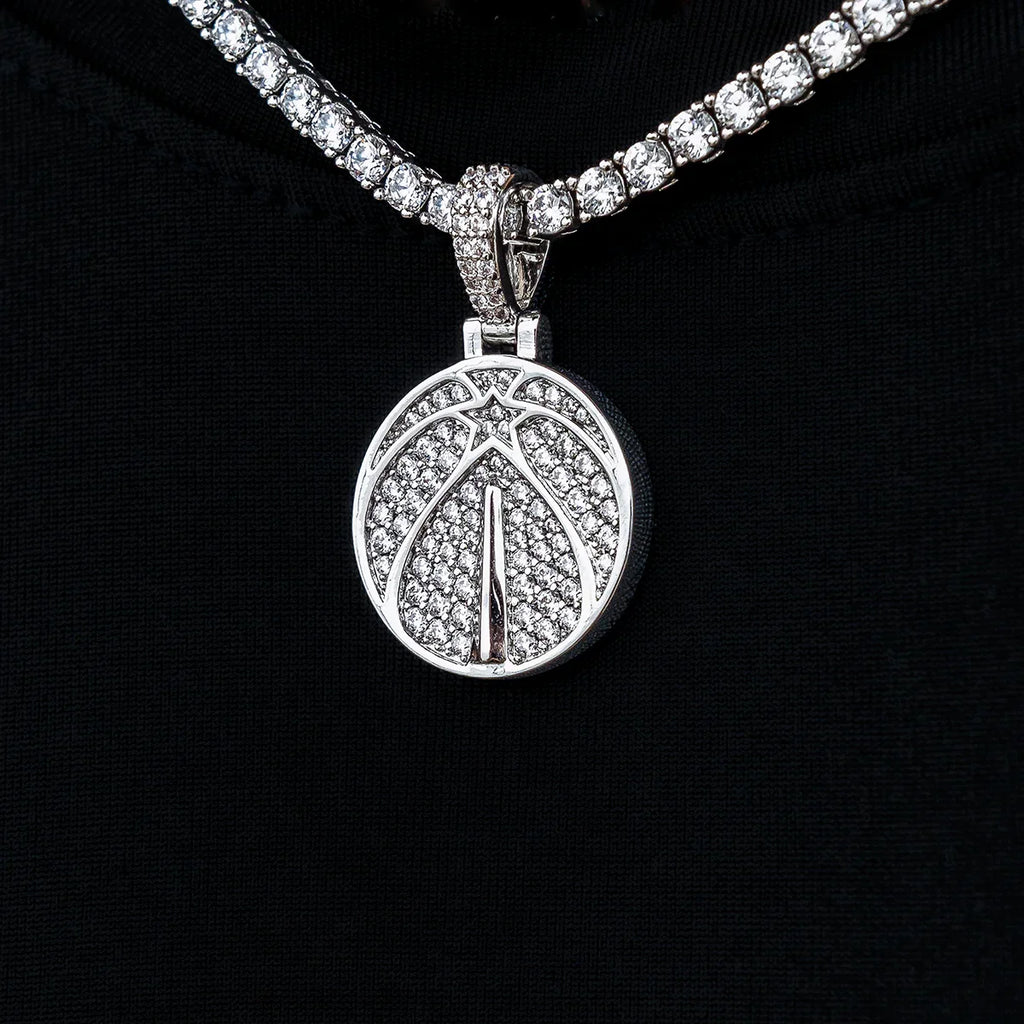 Washington Wizards Official NBA Micro Logo Pendant in White Gold