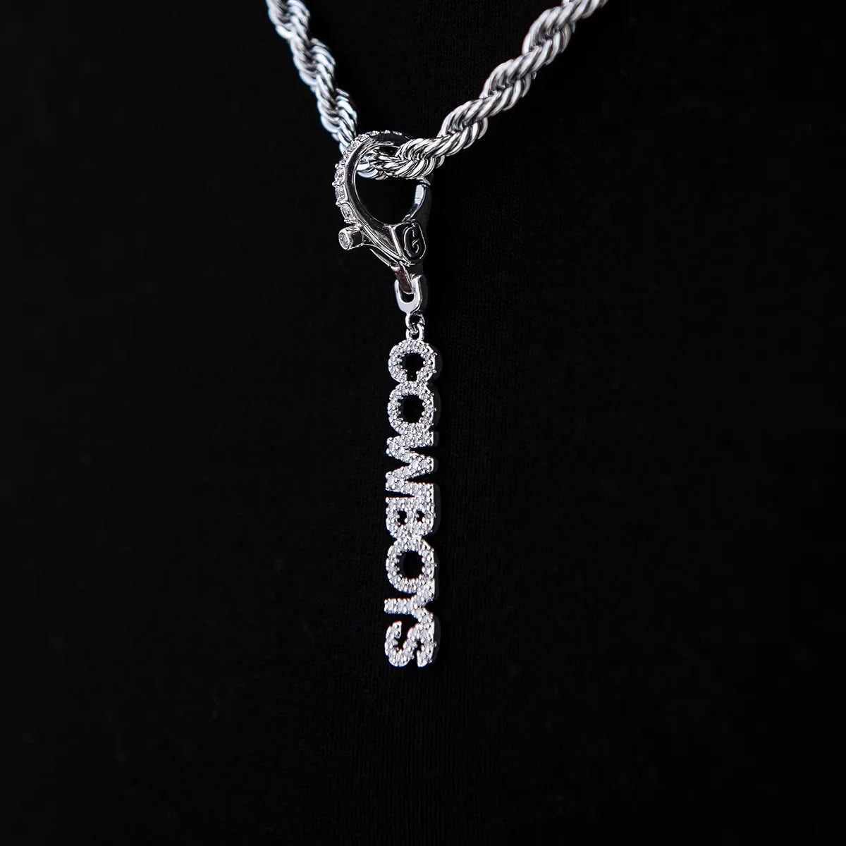 Dallas Cowboys Official NFL Wordmark Logo Clip On Pendant - White Gold