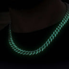 Luminous Diamond Prong Cuban Necklace in White Gold - 12MM