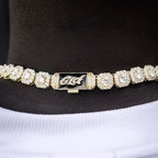 Clustered Tennis Chain + Bracelet Bundle in Yellow Gold- 12mm