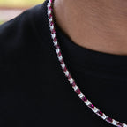 Ruby Baguette Tennis Chain in White Gold - 4MM