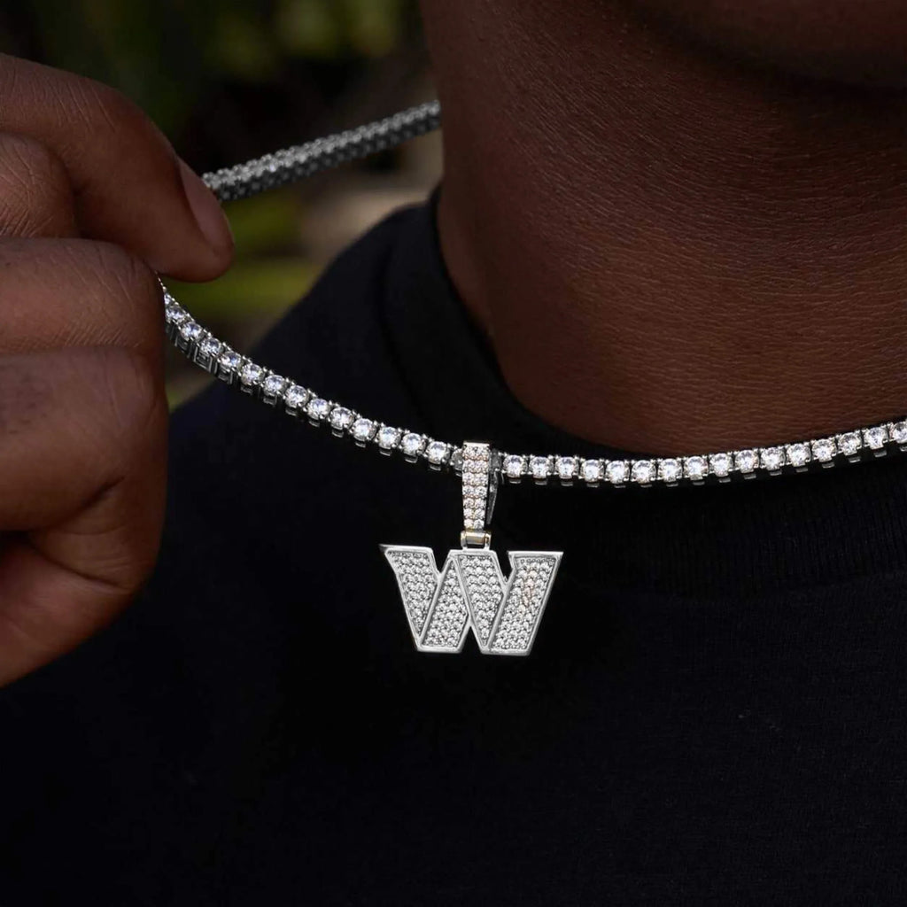 Washington Commanders Official NFL Micro Logo Pendant in White Gold