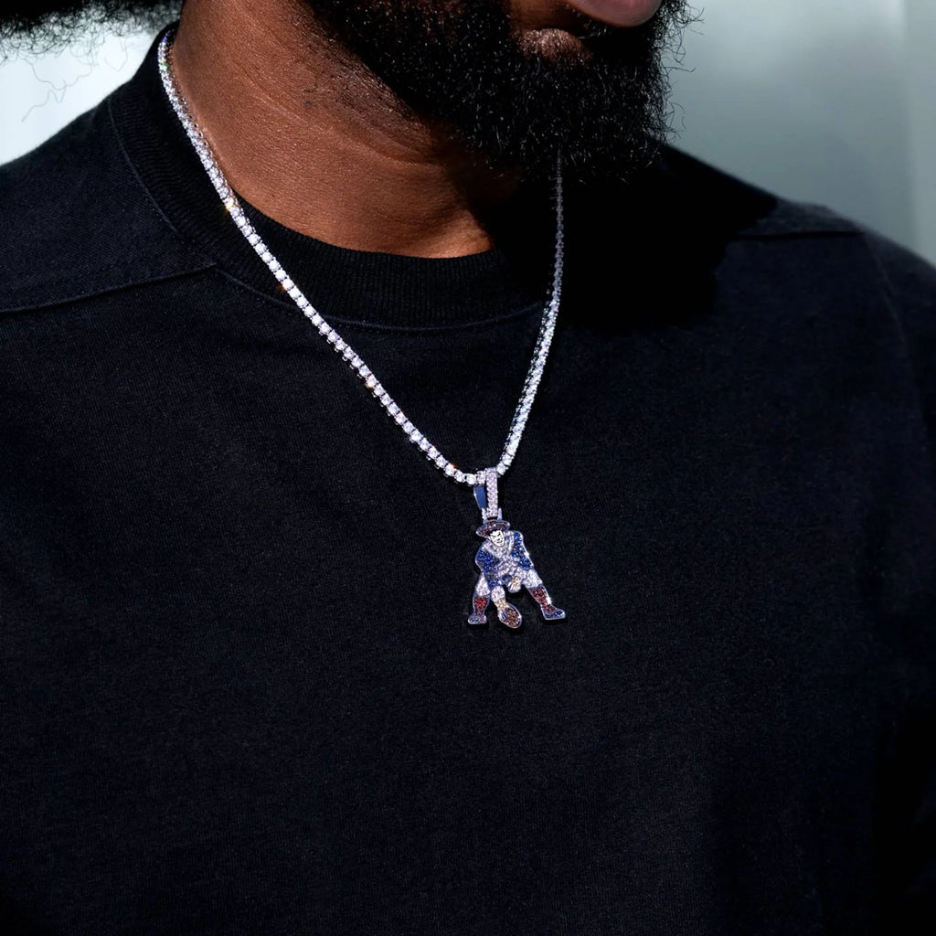 New England Patriots Official NFL Vintage Logo Pendant in White Gold