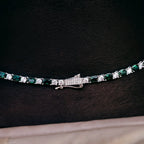 Emerald Baguette Tennis Chain in White Gold - 4mm