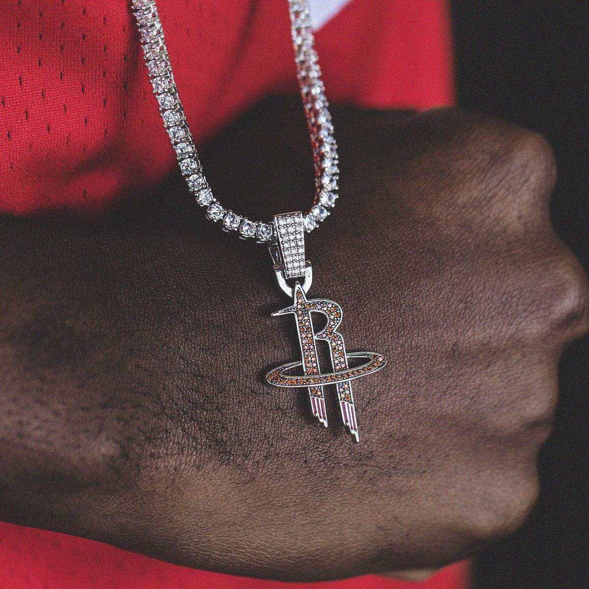 Houston Rockets Official NBA Logo Pendant in White Gold