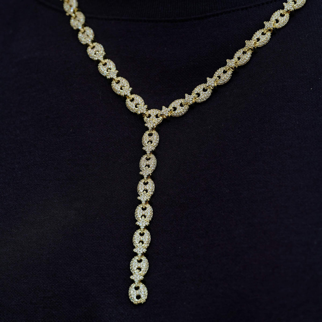 Iced Valentina Lariat Necklace in Yellow Gold