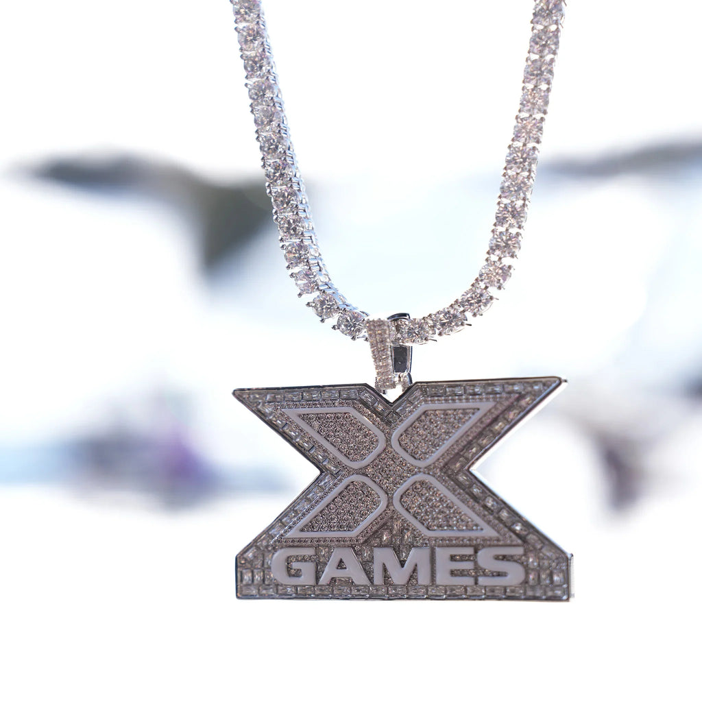 X Games Iced Pendant in White Gold