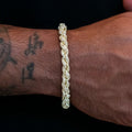 Diamond Rope Chain Bracelet in Yellow Gold- 8mm