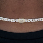 Iced Herringbone Chain in Yellow Gold- 7mm