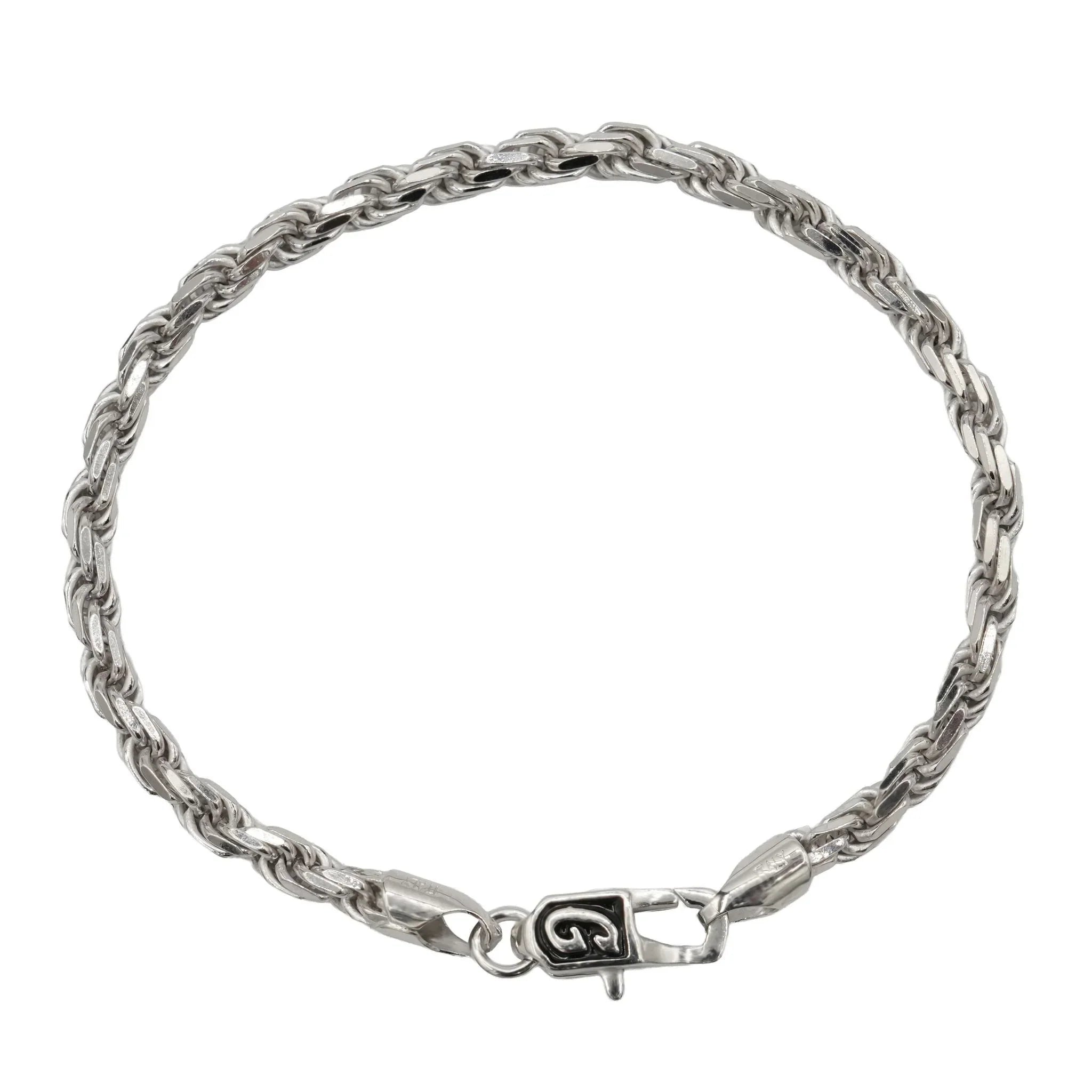 Rope Chain Bracelet in Sterling Silver - 4mm