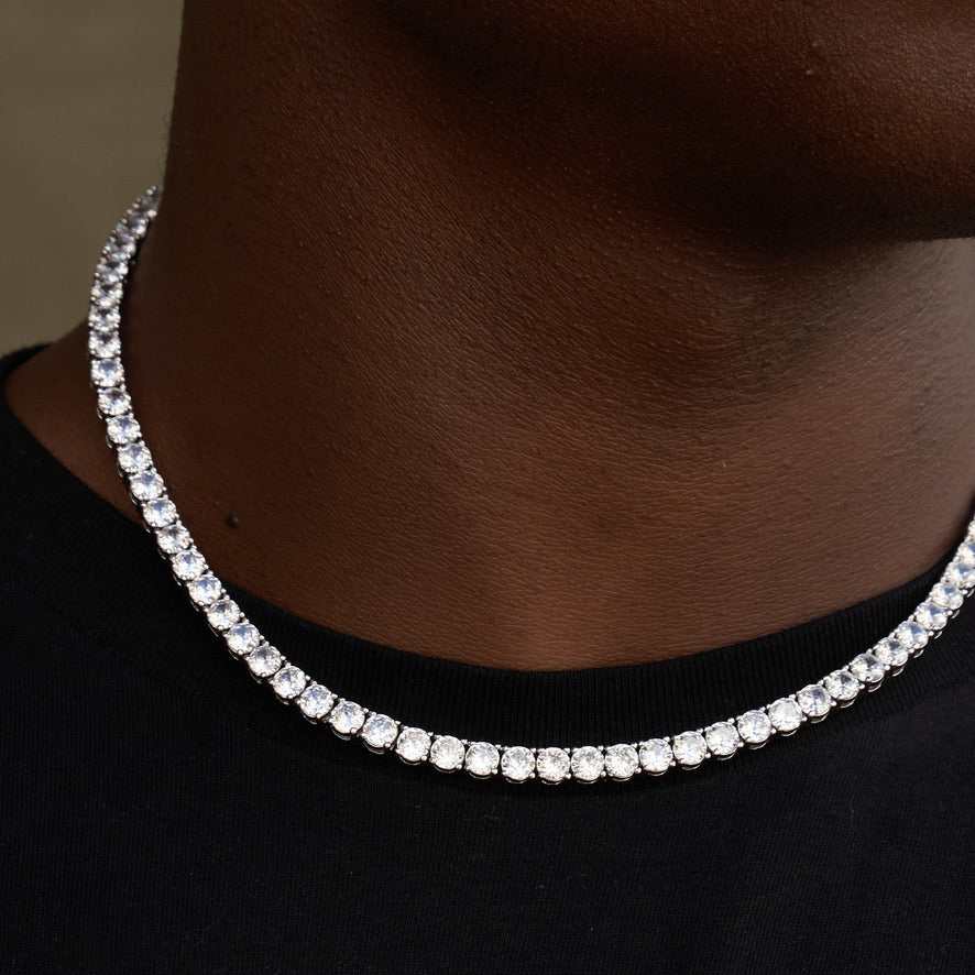 Diamond Tennis Chain in White Gold- 5mm