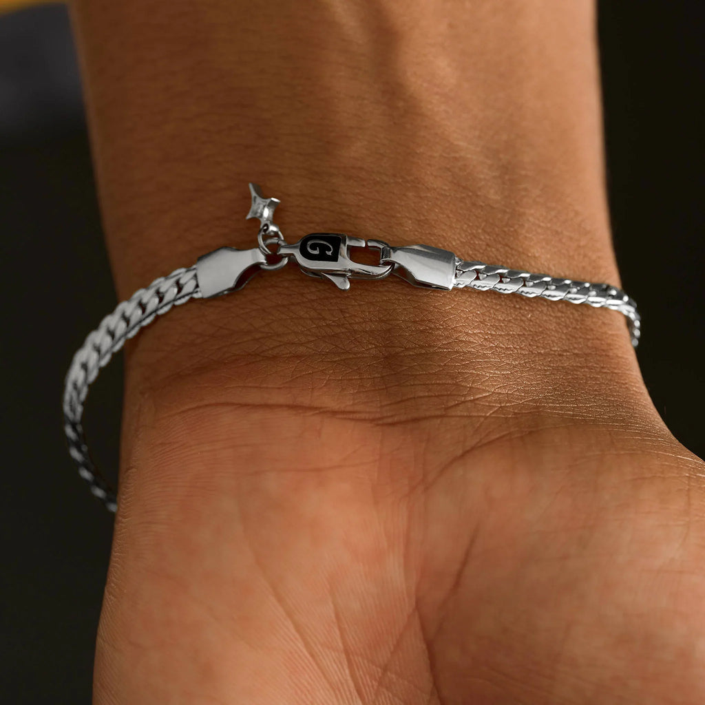 Curb Chain Bracelet in White Gold - 4mm