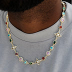 Colored Gemstone Pearl Chain in Yellow Gold - 17mm