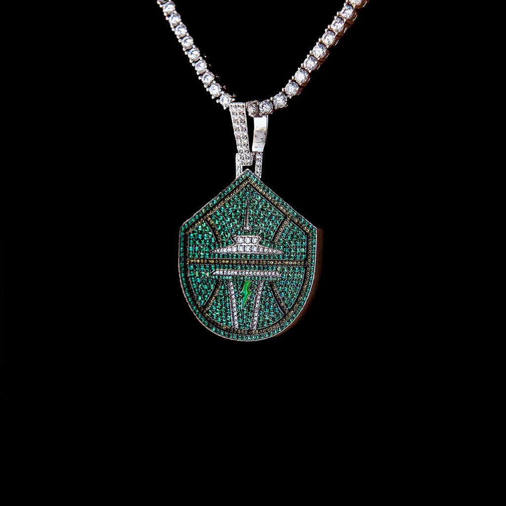 Seattle Storm Official WNBA 2025 Logo Pendant in White Gold