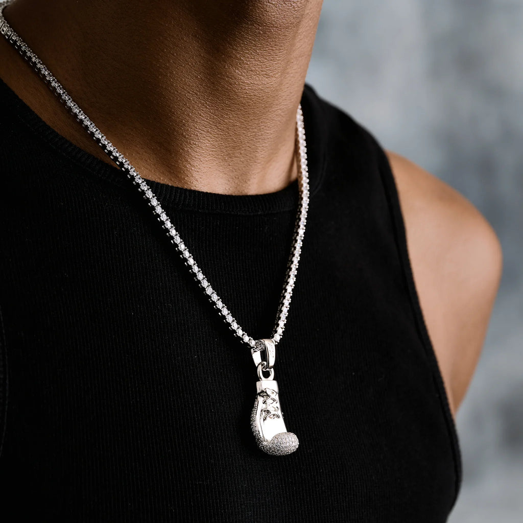 Boxing Glove (Right) Pendant in White Gold