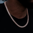 Diamond Pave Flat Snake Link Chain in Rose Gold-4mm