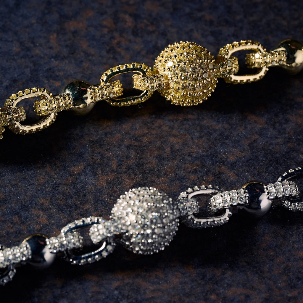 GLD X Bloody Osiris Dual Finish Ball Chain Bracelet in White and Yellow Gold