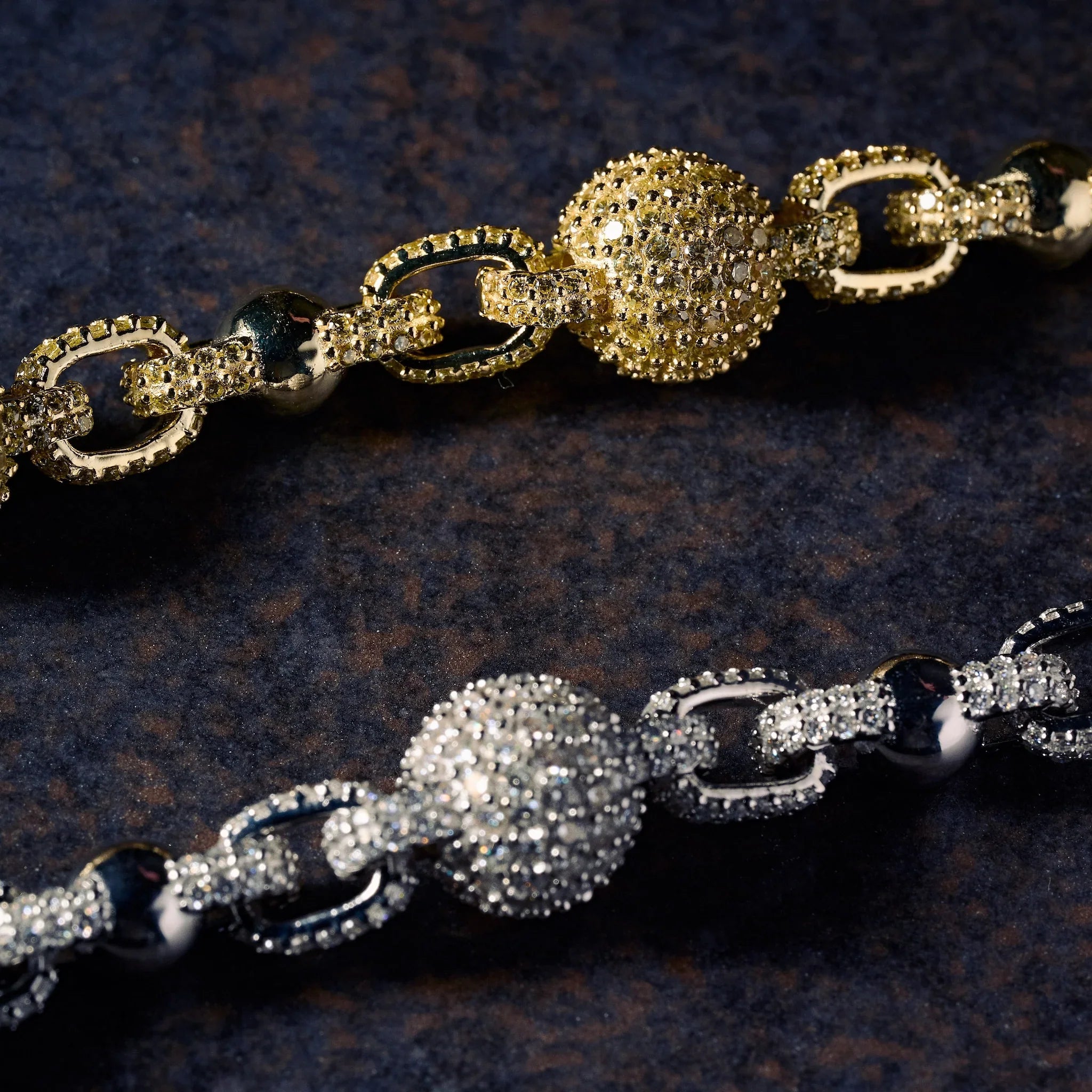 GLD X Bloody Osiris Dual Finish Ball Chain Bracelet in White and Yellow Gold